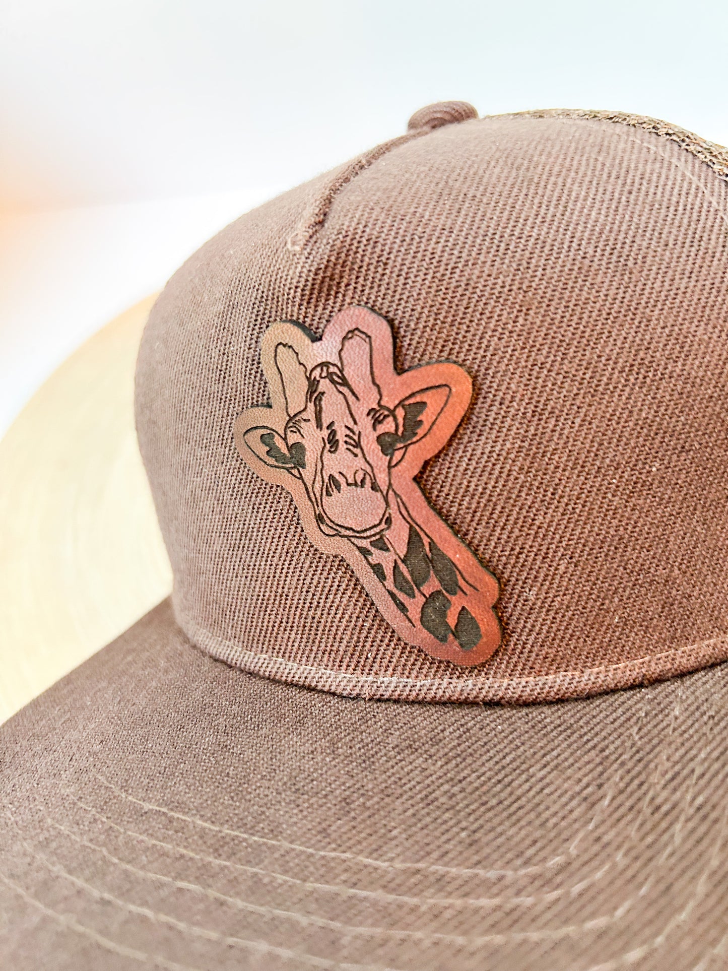 Giraffe Leather Patch Hat