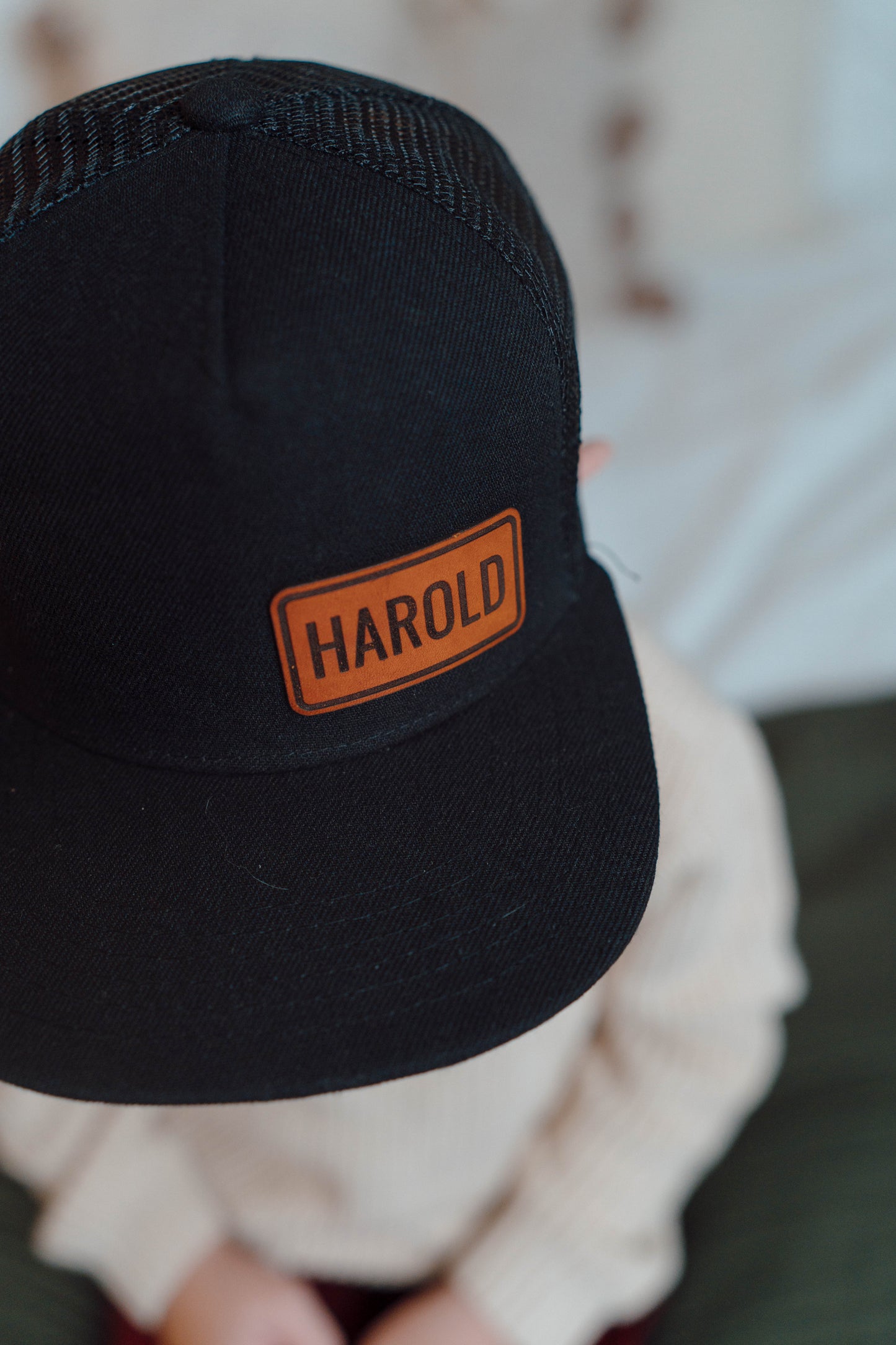 Kids Name Hat - Modern Font - Personalized Leather Patch