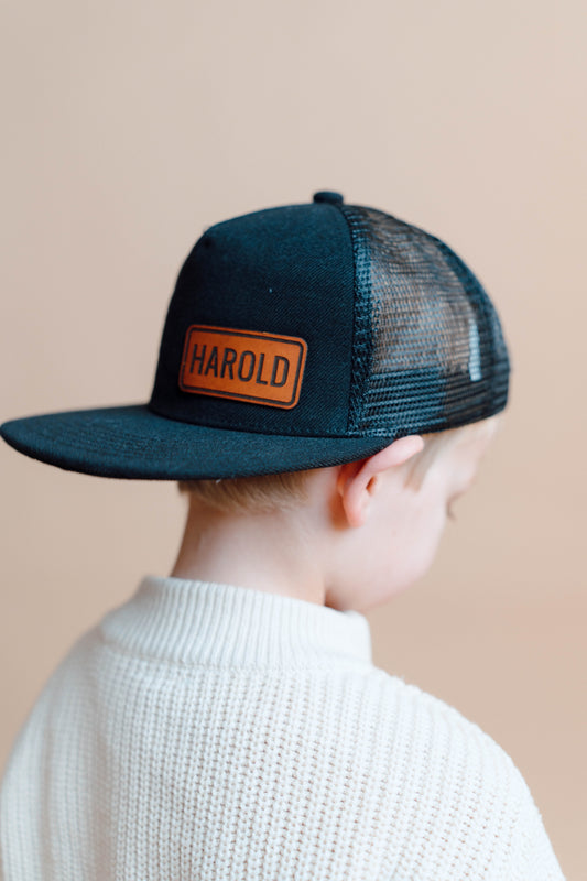 Kids Name Hat - Modern Font - Personalized Leather Patch