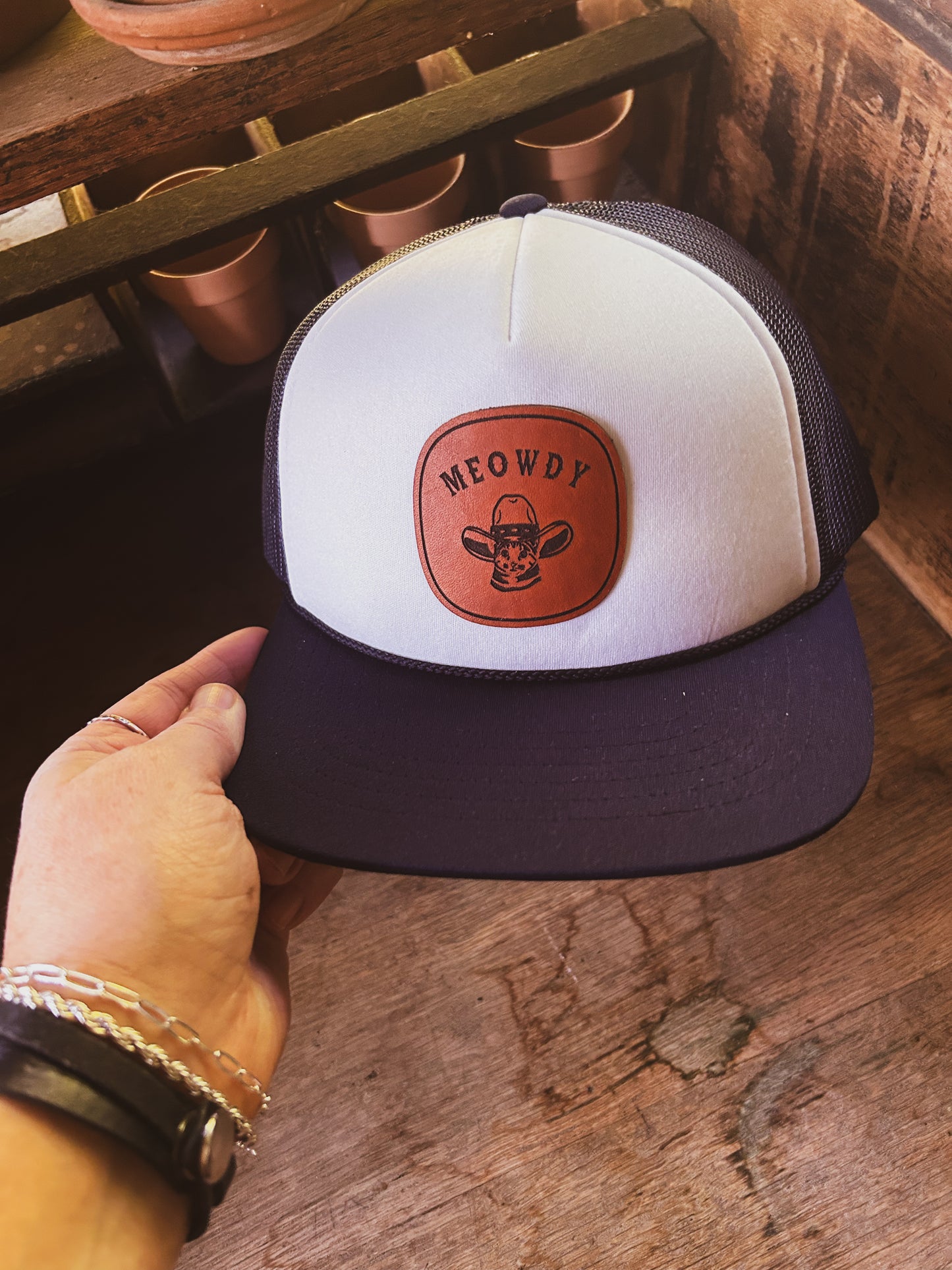 Custom Logo Leather Patch Hat - on Foam Trucker Hat
