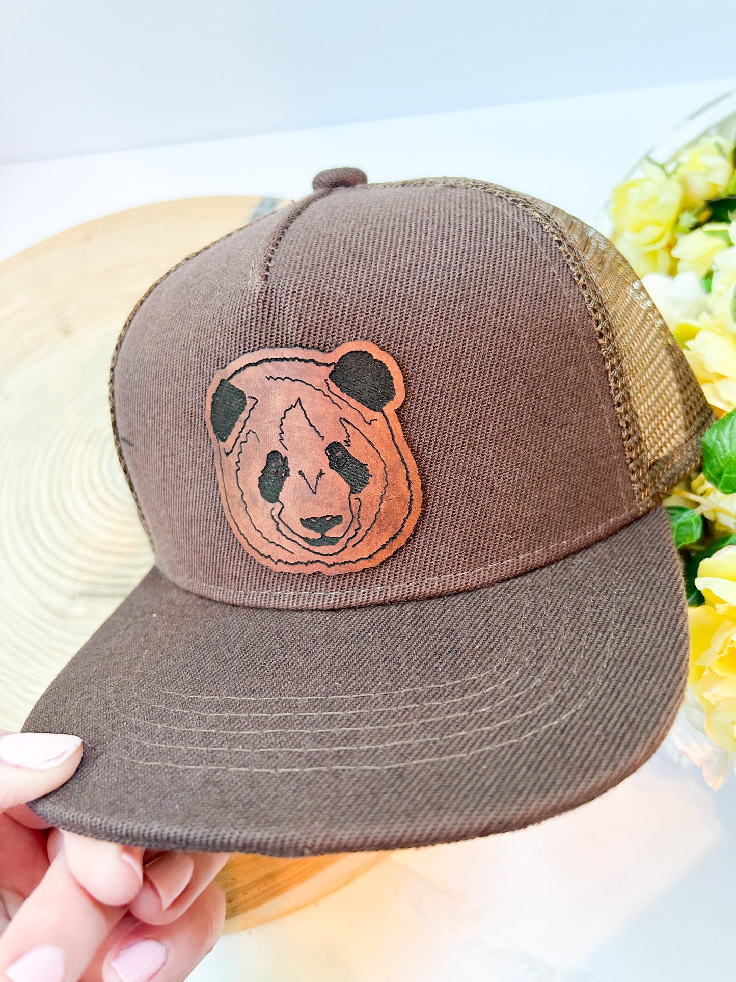 Panda Leather Patch Hat