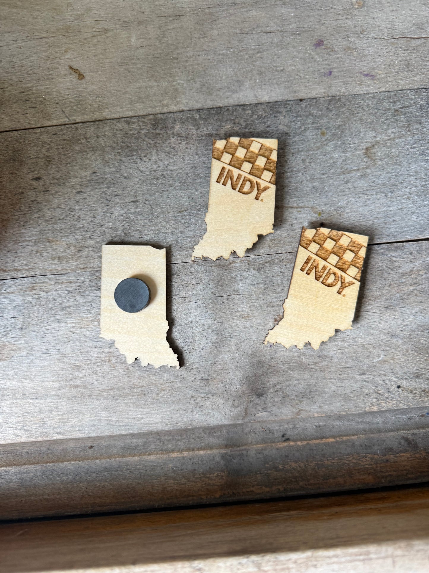 Indy Racing Wooden Indiana Magnet