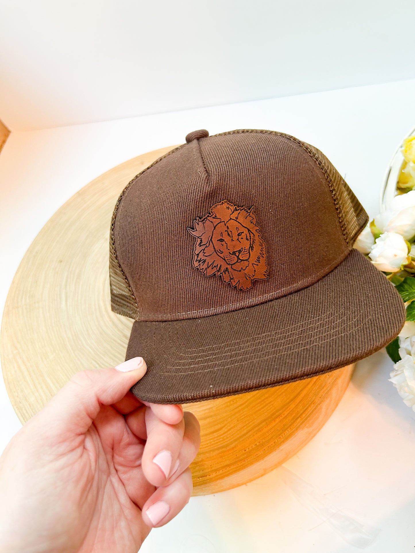 Lion Leather Patch Hat