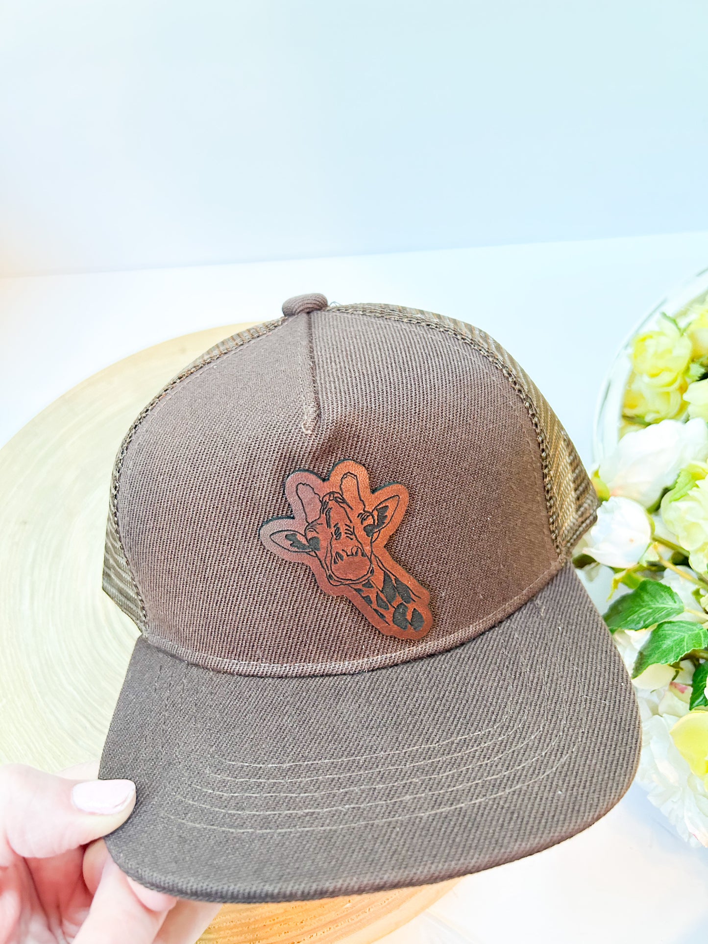 Giraffe Leather Patch Hat