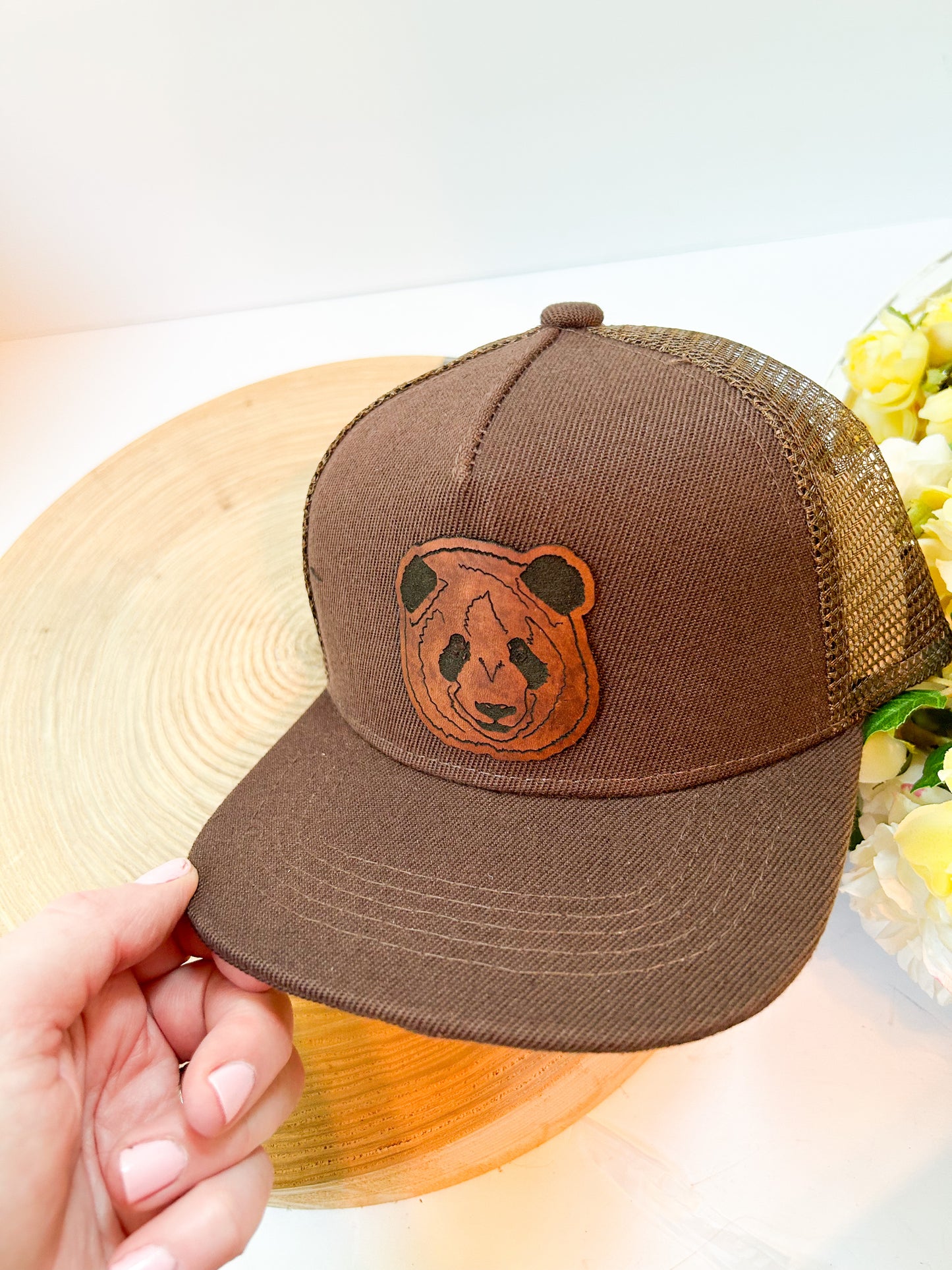 Panda Leather Patch Hat