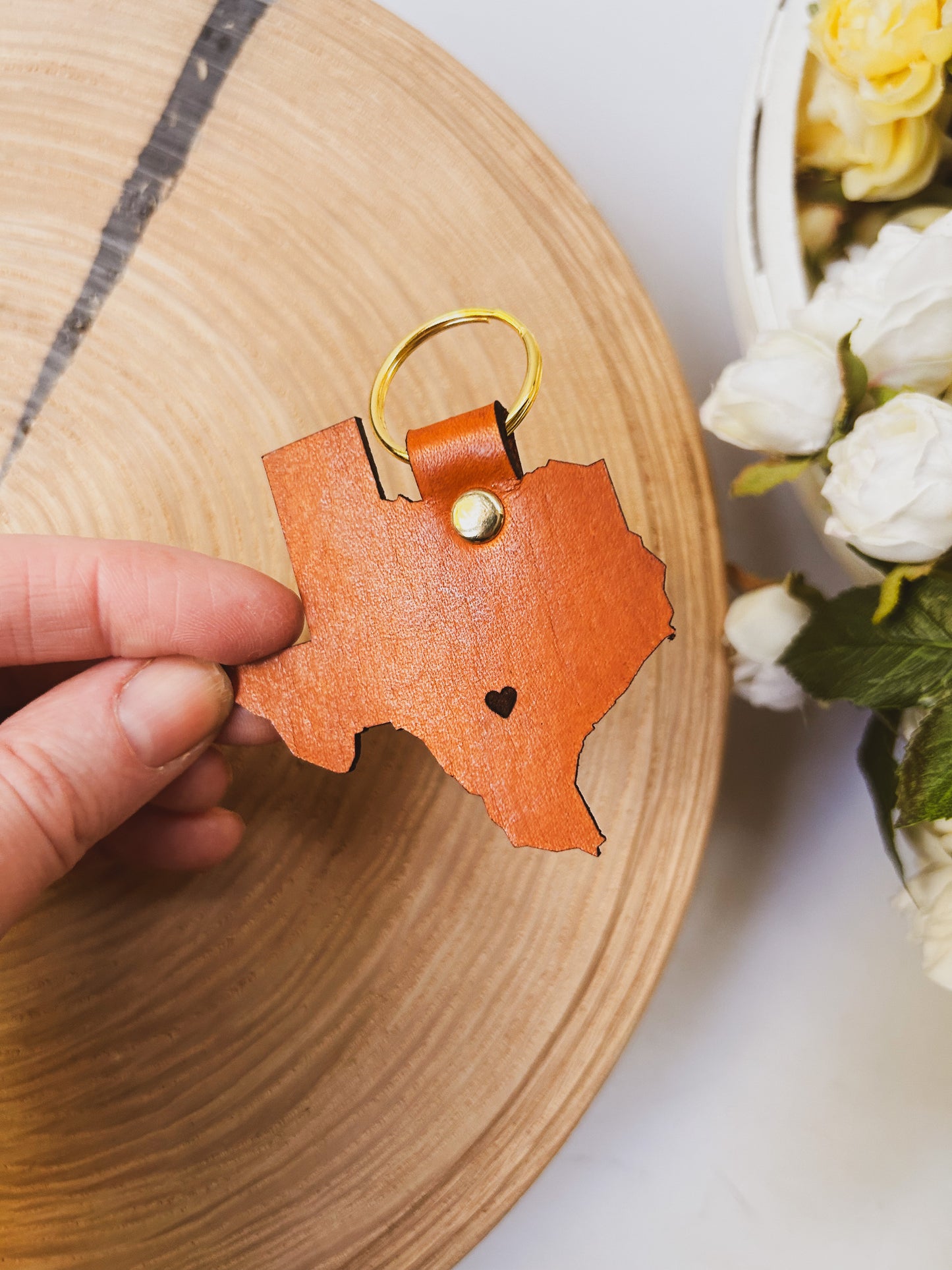 Custom State Keychain with Custom Placed Heart