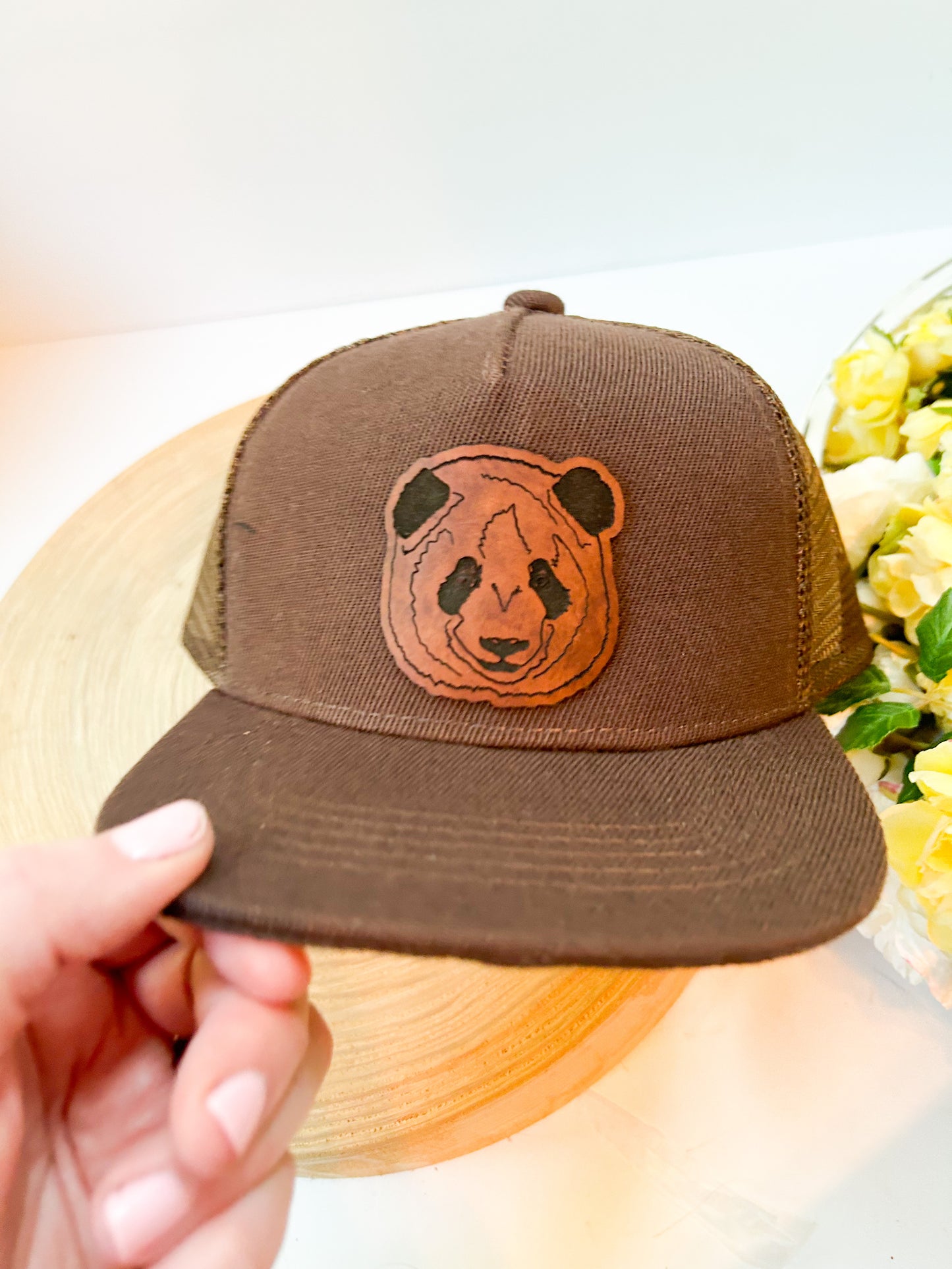 Panda Leather Patch Hat