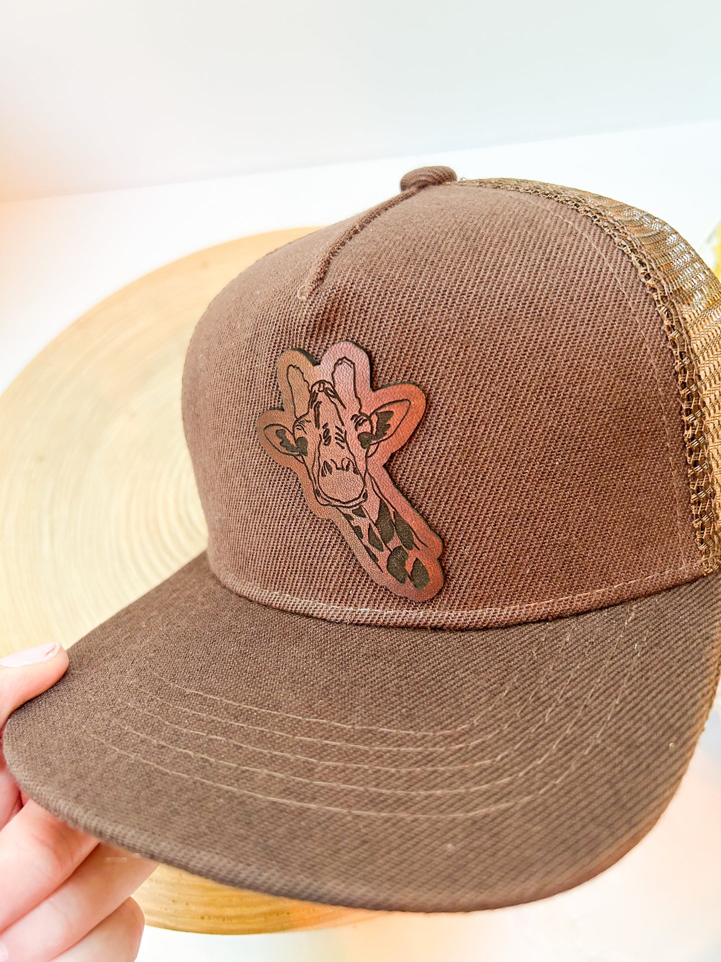 Giraffe Leather Patch Hat