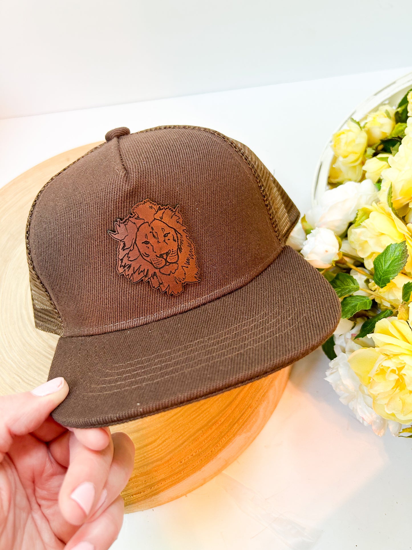 Lion Leather Patch Hat