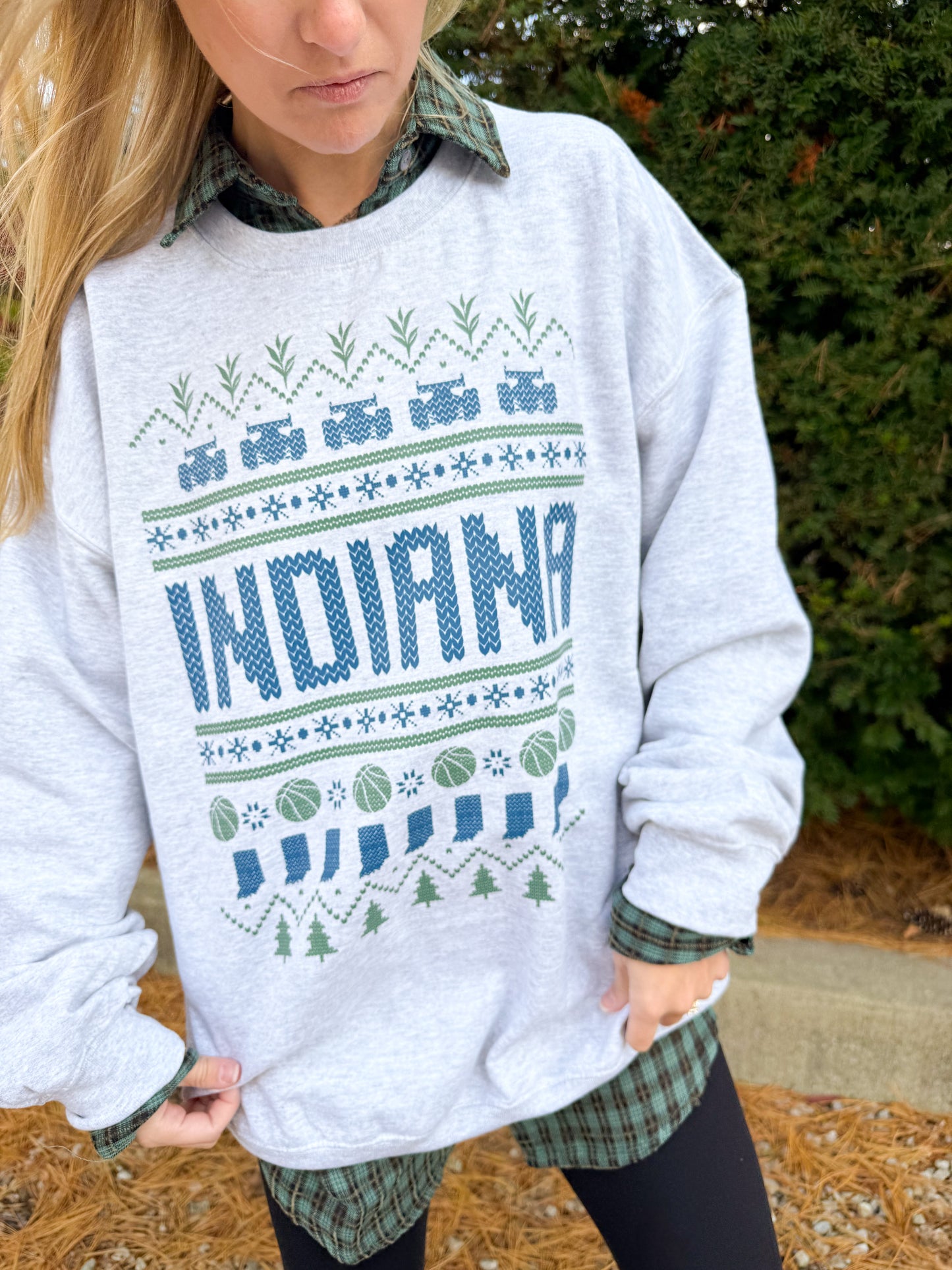 Iconic Indiana Christmas Sweatshirt - Ash Gray