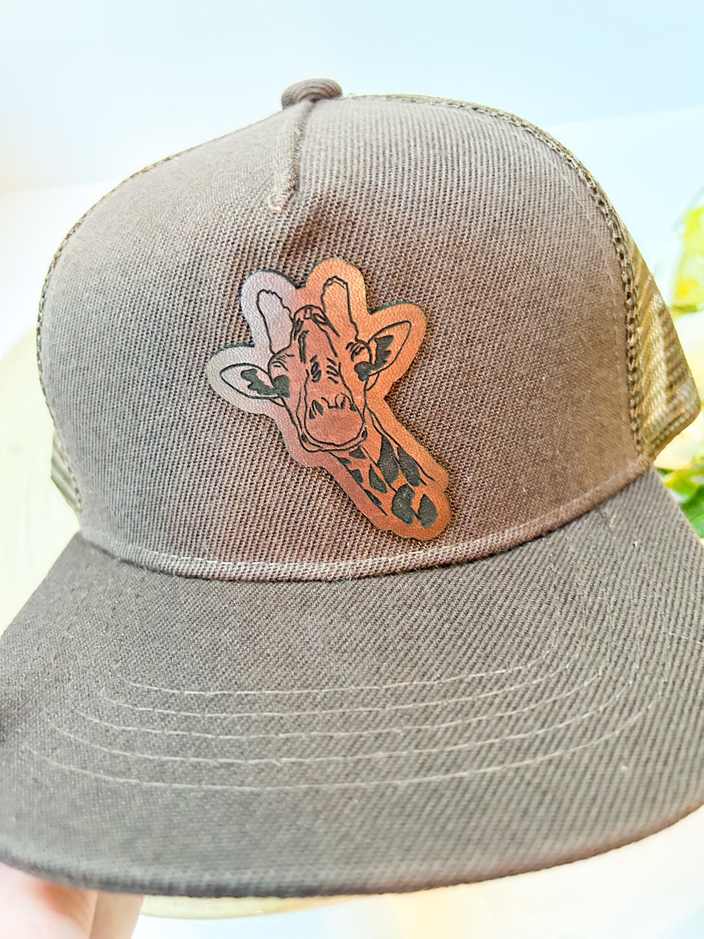 Giraffe Leather Patch Hat