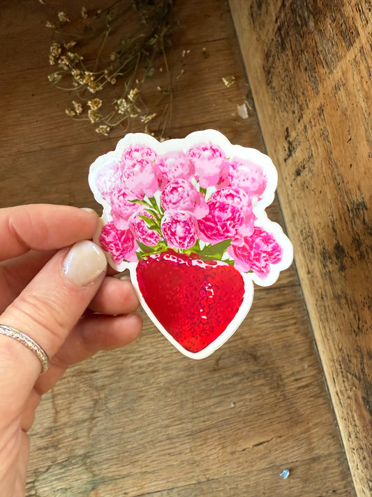 Strawberry Peony Sticker
