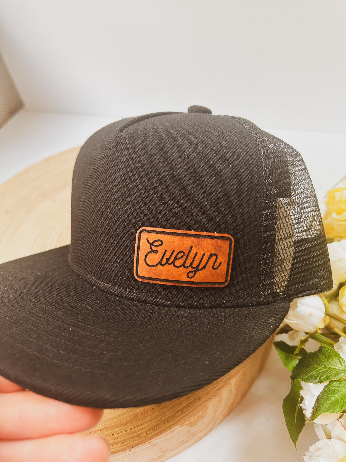 Personalized Leather Patch with Kids Name in Script Font