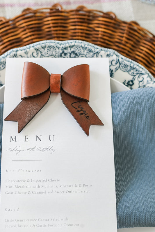 Personalized Leather Bow Place Settings