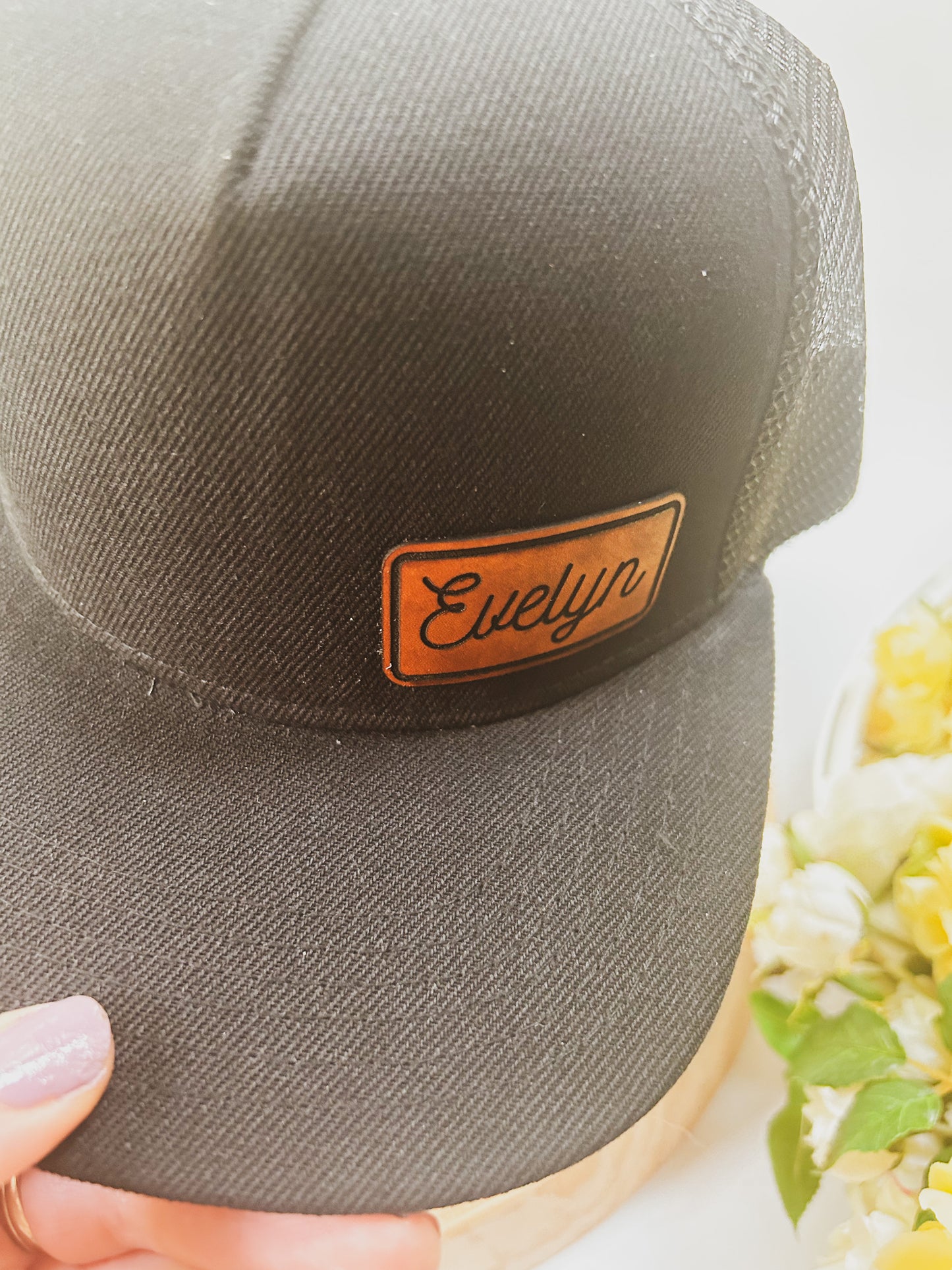 Personalized Leather Patch with Kids Name in Script Font