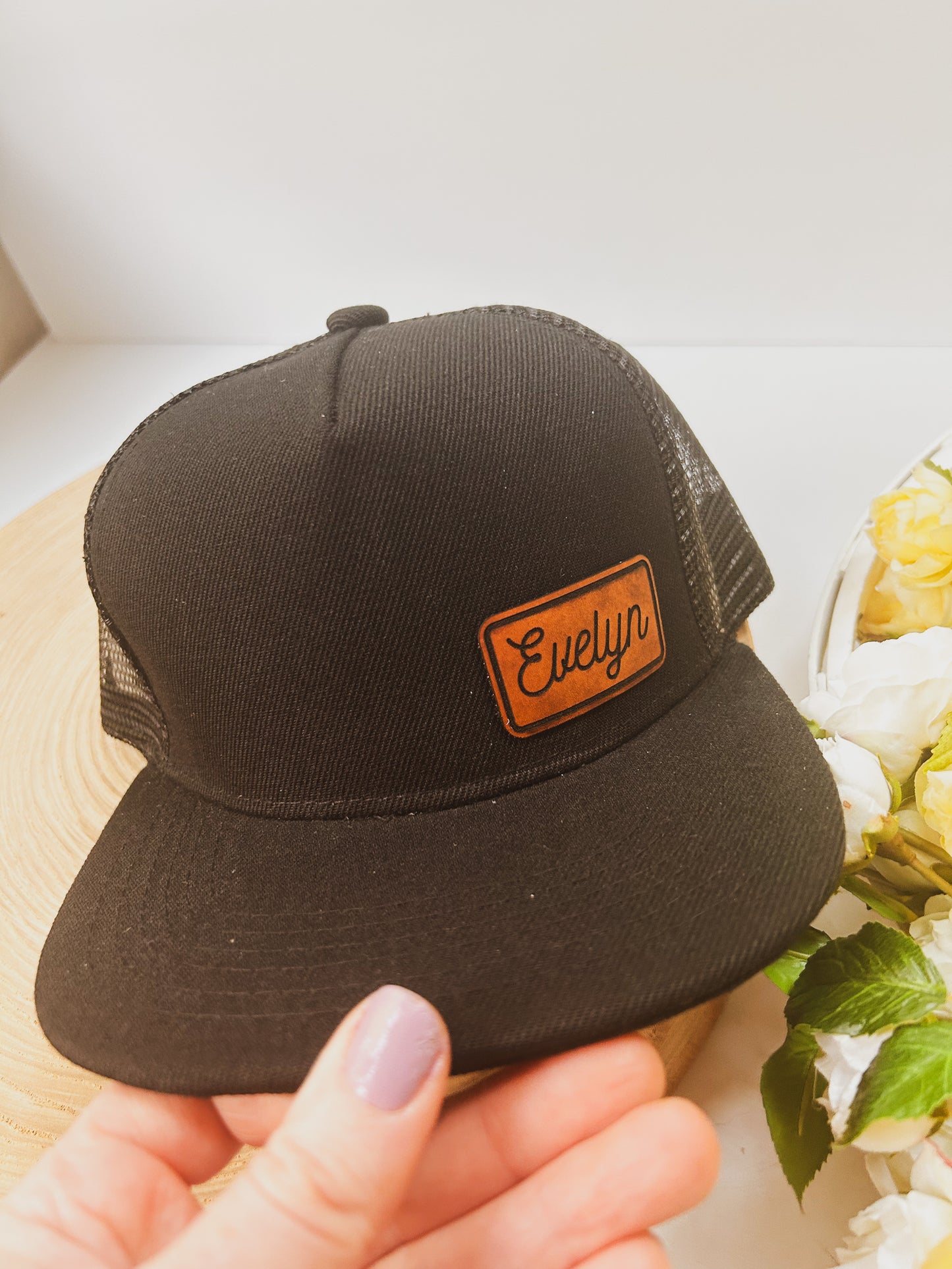 Personalized Leather Patch with Kids Name in Script Font