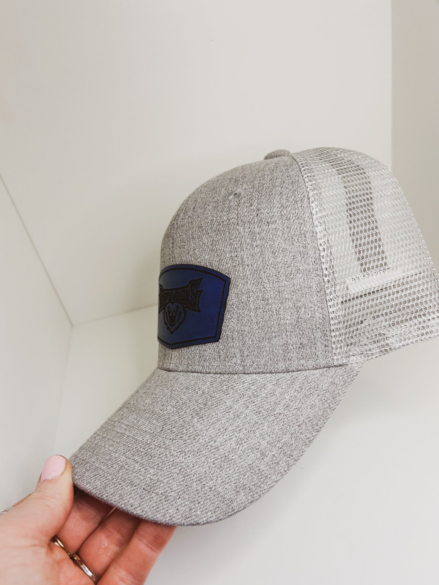 HSE Royals Rectangle Arch Leather Patch - Heather Gray Baseball Hat