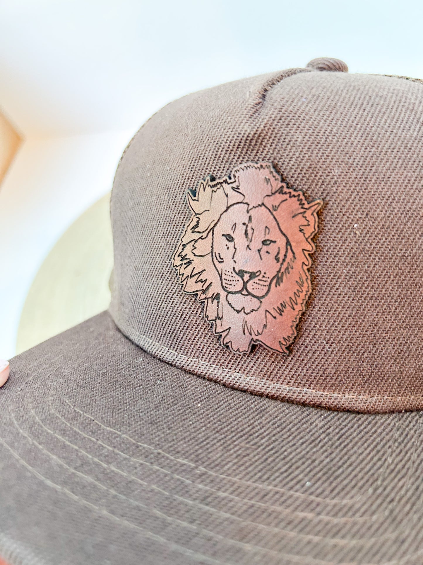 Lion Leather Patch Hat