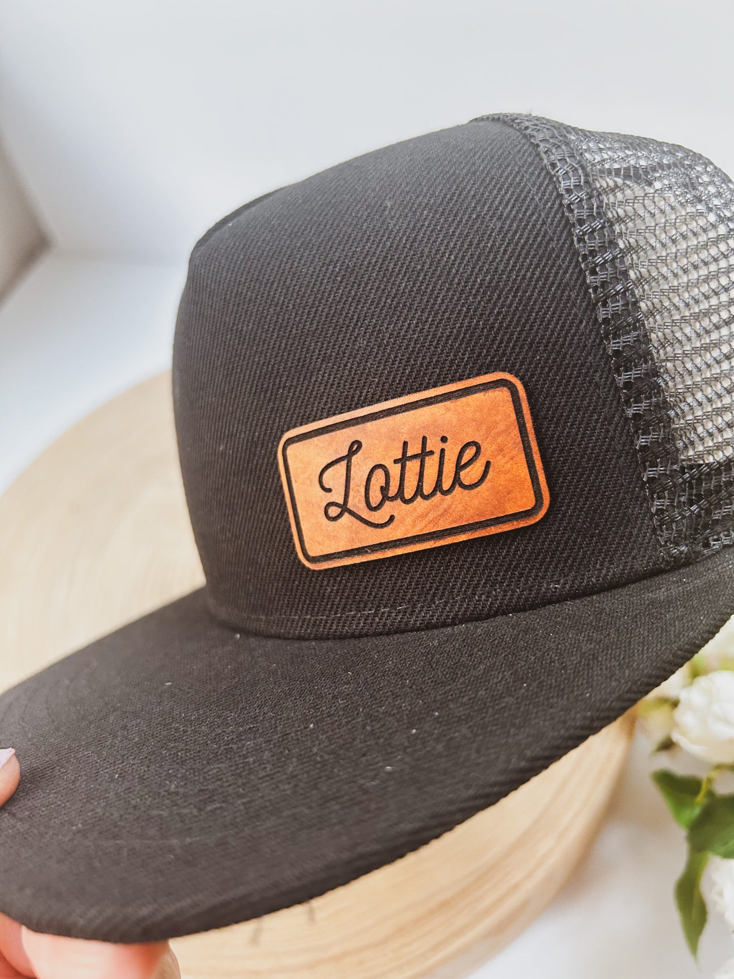 Personalized Leather Patch with Kids Name in Script Font