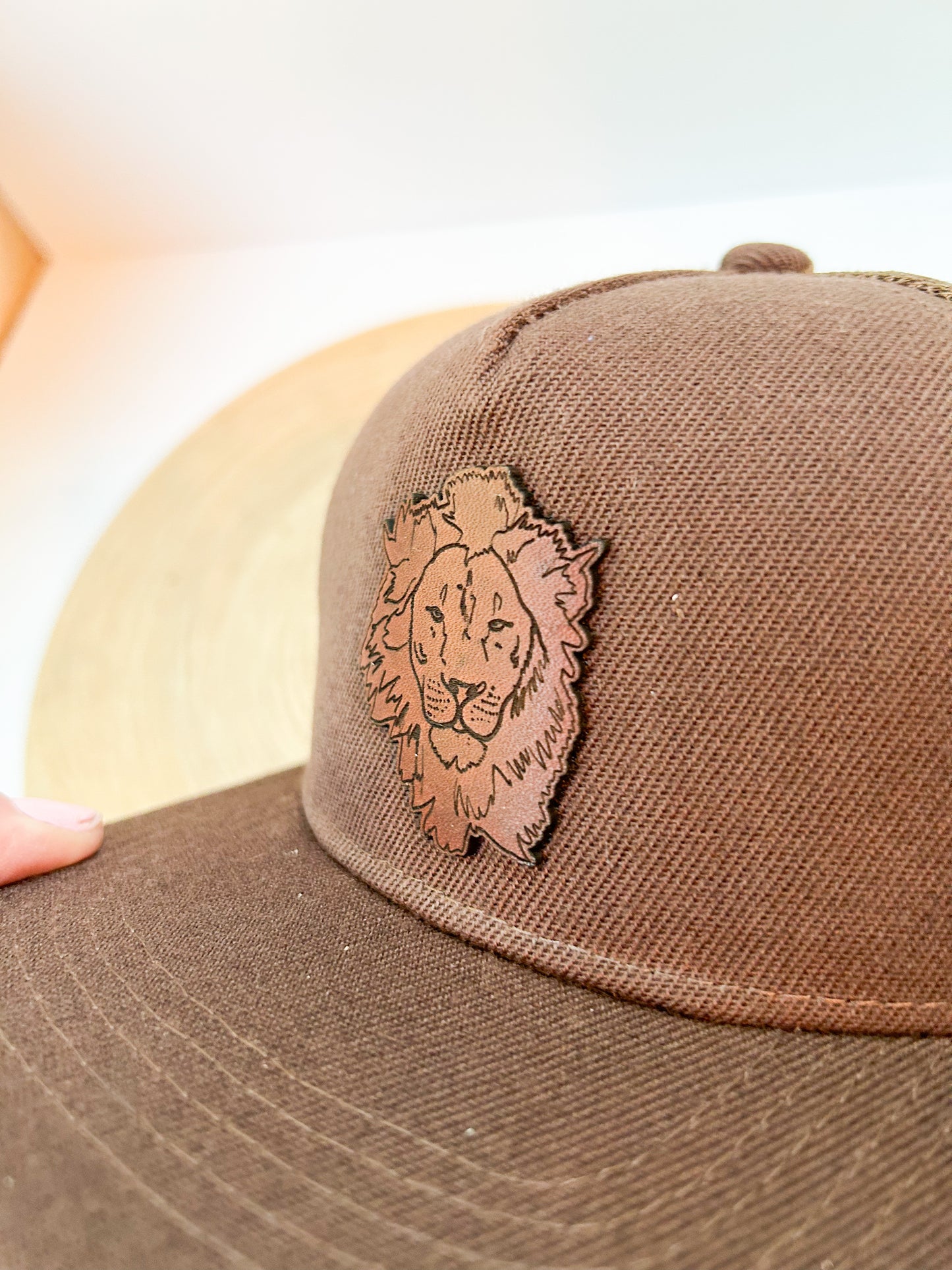 Lion Leather Patch Hat