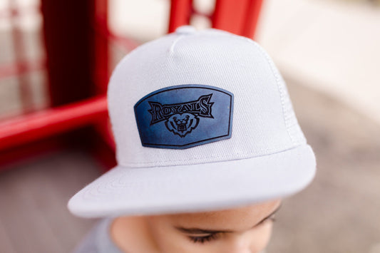 KIDS: Rectangle Royals Leather Patch Trucker Hat
