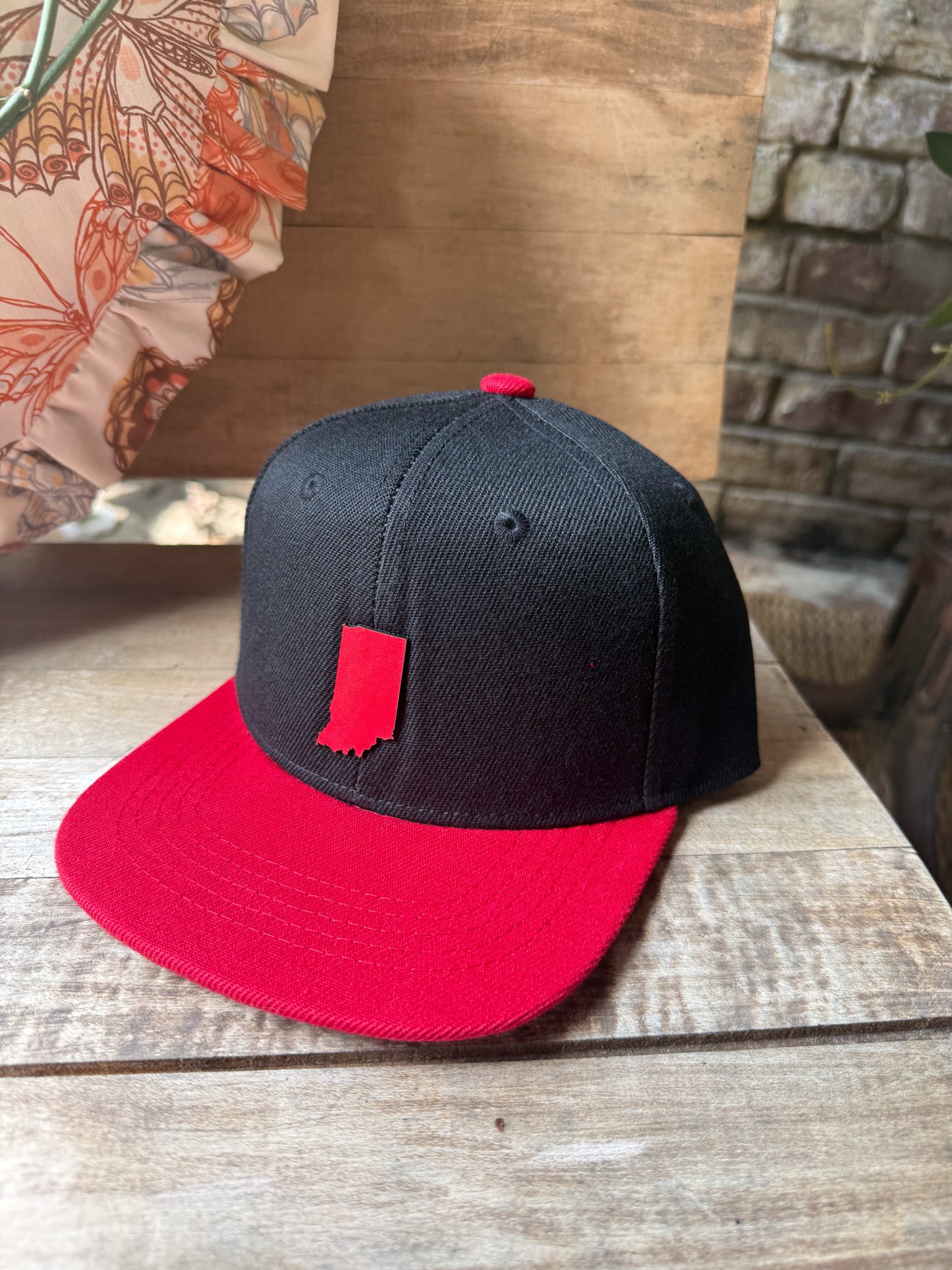 Red Indiana Leather Patch Toddler Hat