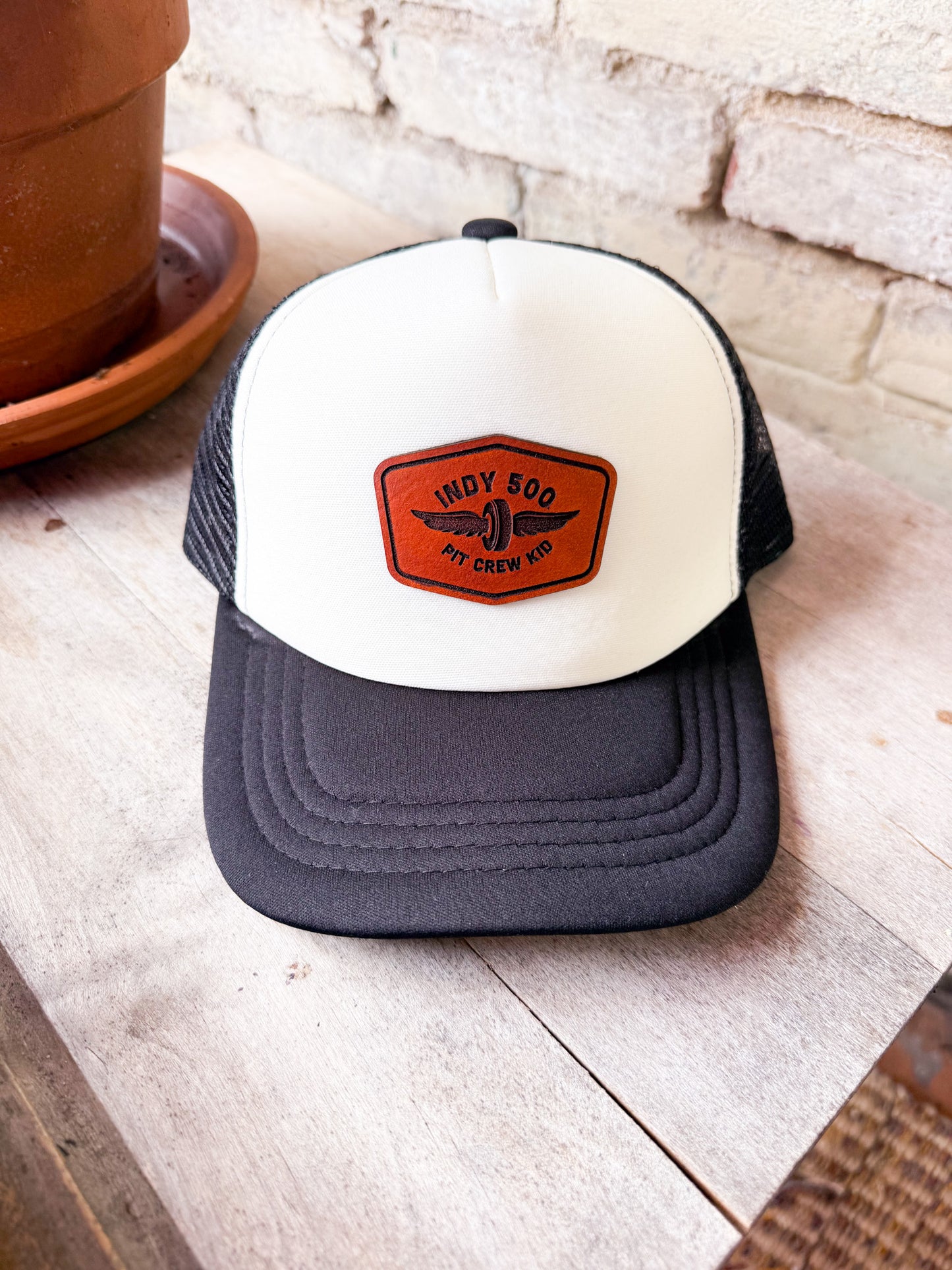 Indy 500 Pit Crew Kid Leather Patch Hat