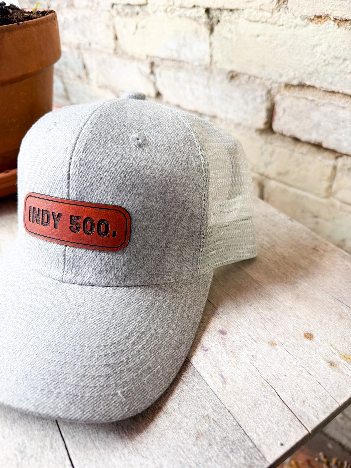 Indy 500 Rectangle Leather Patch Hat – Heather Gray