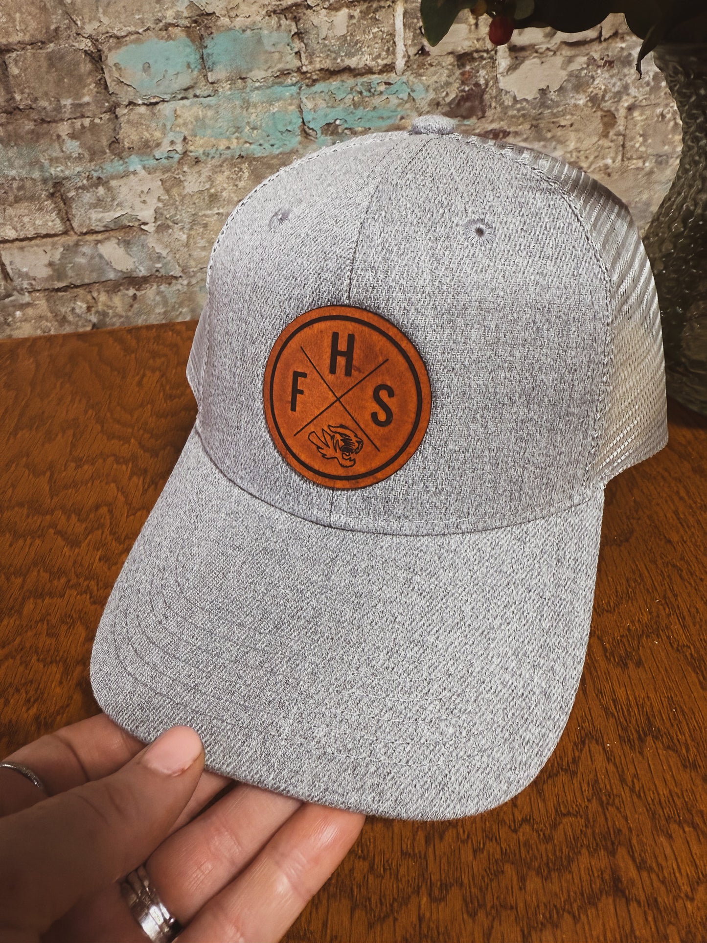 FHS Fishers High School - Circle Patch on Heather Gray