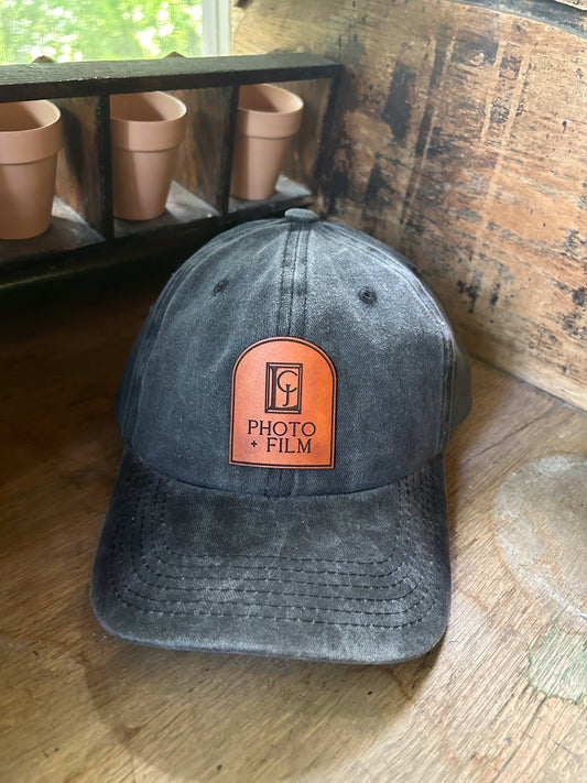 Custom Logo Leather Patch Hat on Pigment Dyed Clasp Closure Hat