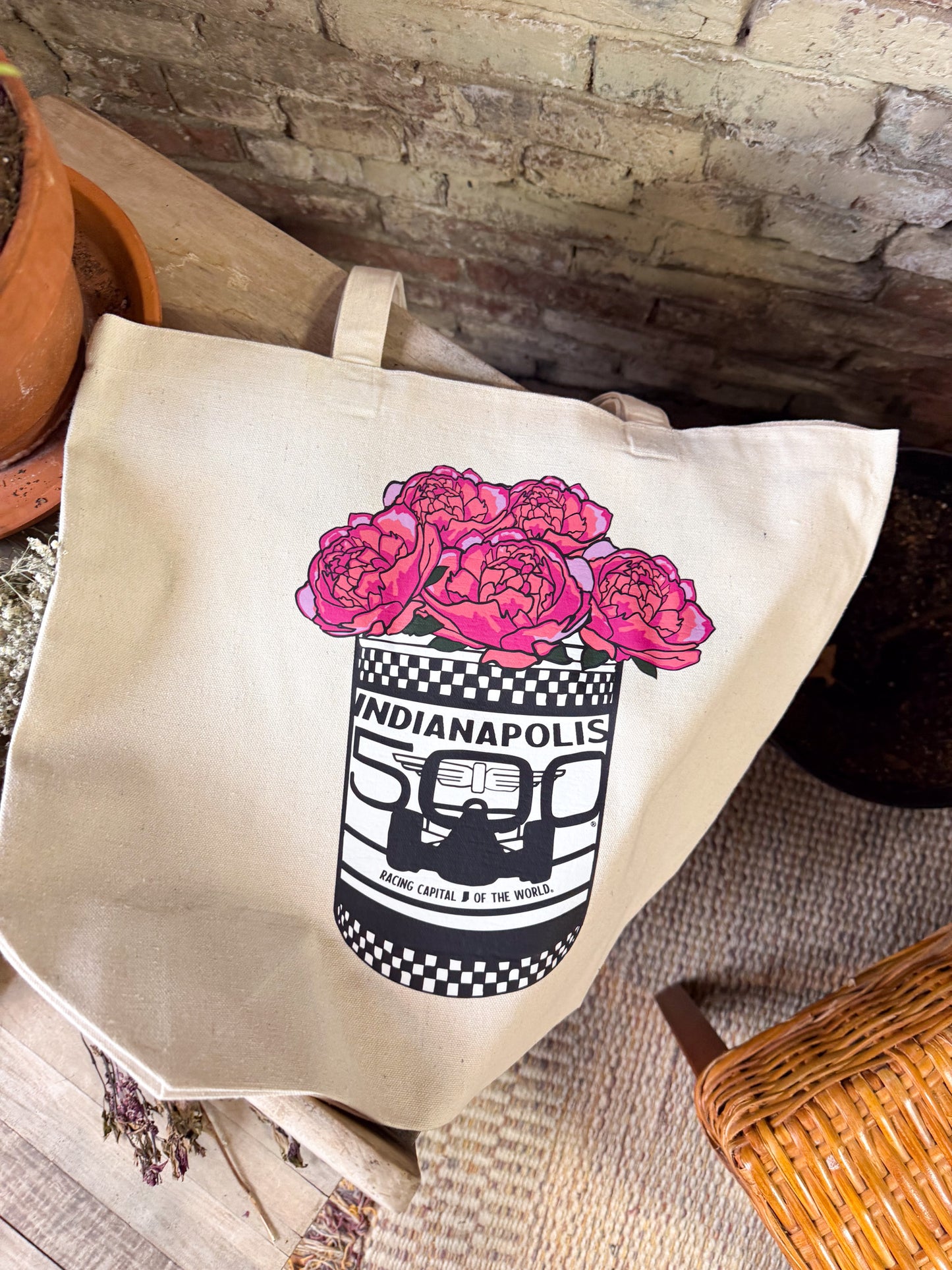 Indy 500 Popcorn Peony Tin Tote
