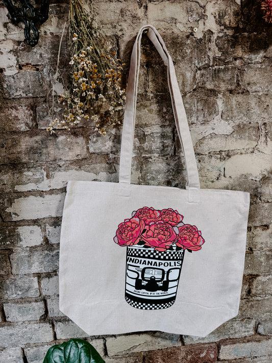 Indy 500 Popcorn Peony Tin Tote