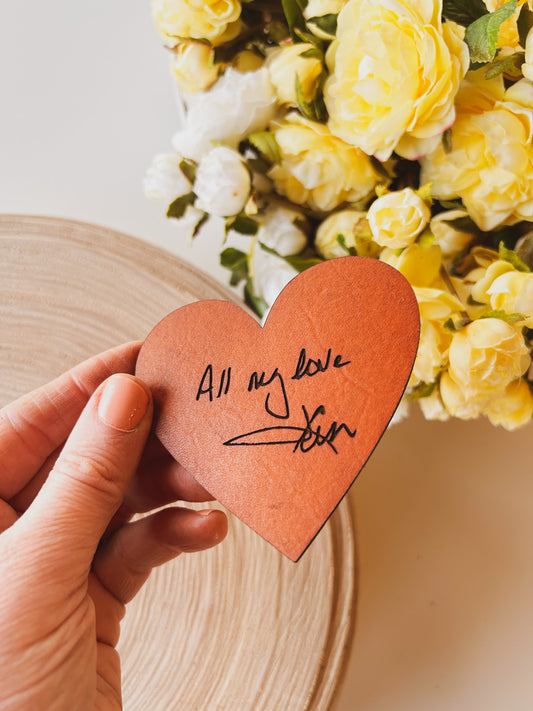 Personalized Heart Shaped Leather Bookmark