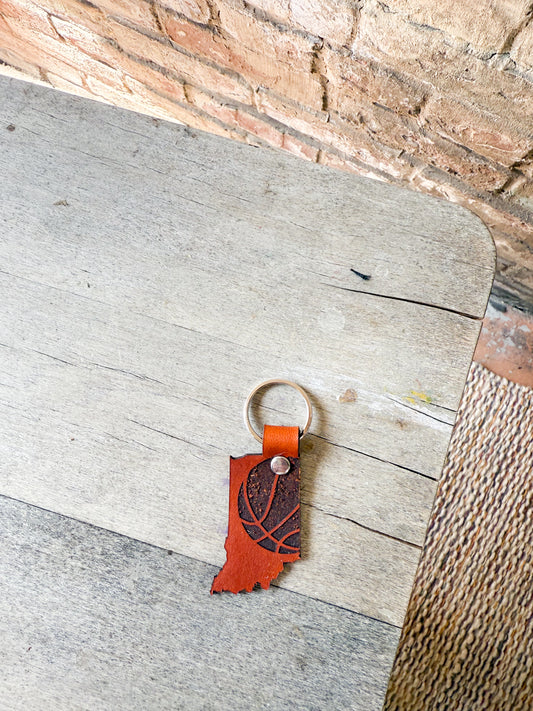 Indiana Basketball Leather Keychain
