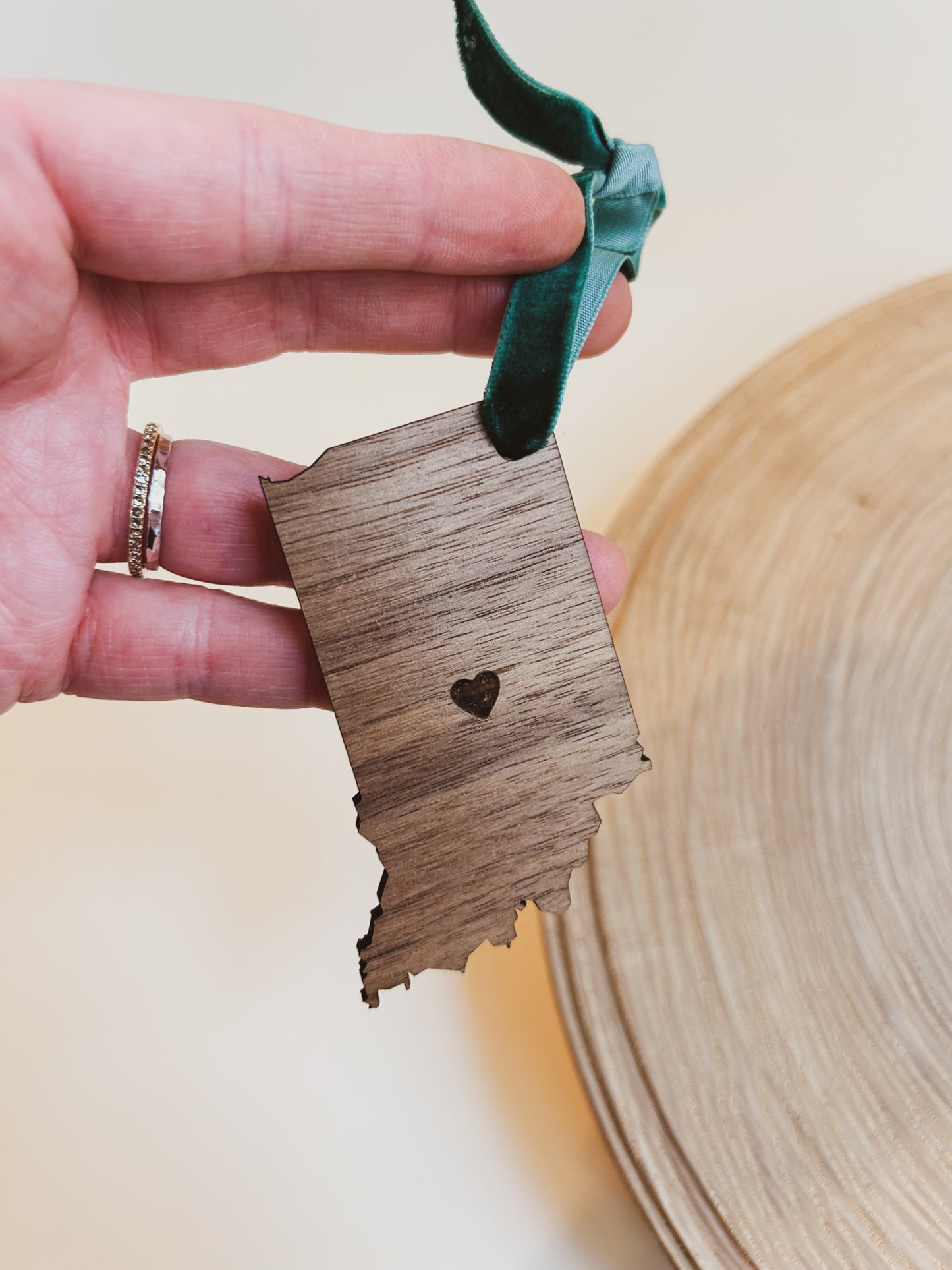 Indiana State Ornament - Heart Over City