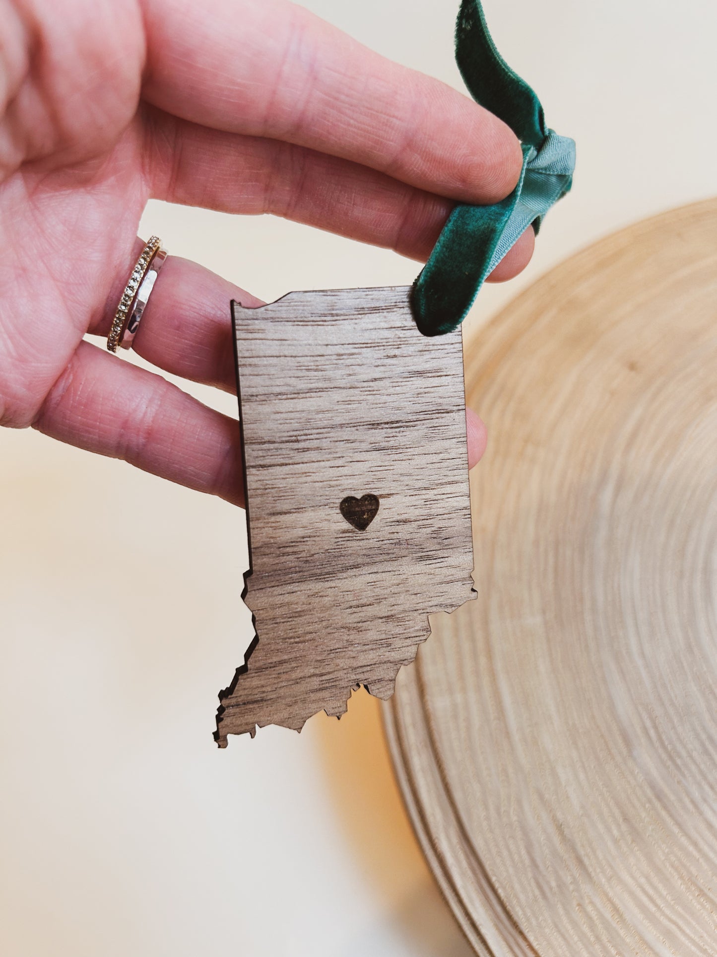 Indiana State Ornament - Heart Over City