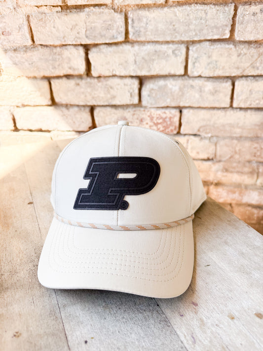 Purdue Motion P Leather Patch Hat - Putty