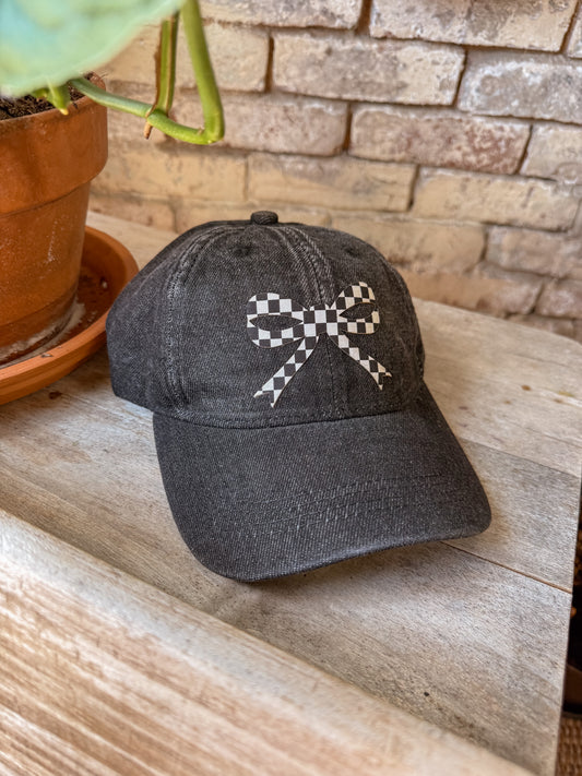 Checkered Bow - Fabric Patch Hat