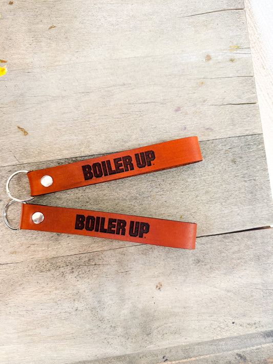 Purdue Boiler Up Leather Wristlet Keychain
