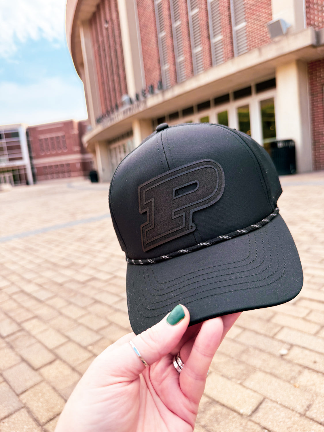 Purdue Motion P Leather Patch Hat - Putty