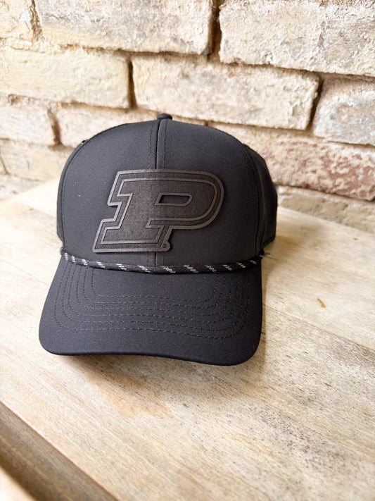 Purdue Motion P Leather Patch Hat - Black