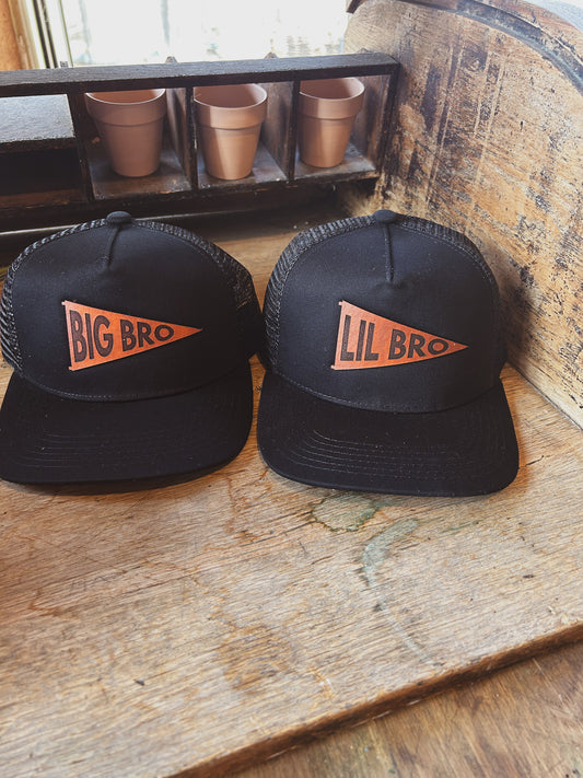 Big Bro and Lil Bro Pennant Leather Patch Kids Hat