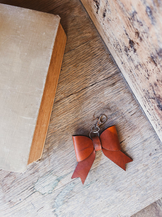 Leather Bow Keychain