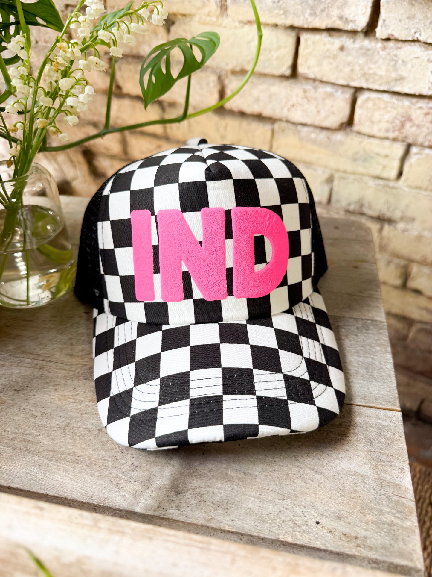 IND Puff Ink Checkered Foam Trucker Hat