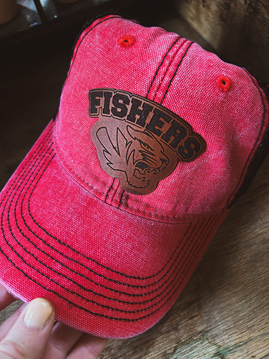 Fishers Tigers - Distressed Trucker Hat with Brown Patch