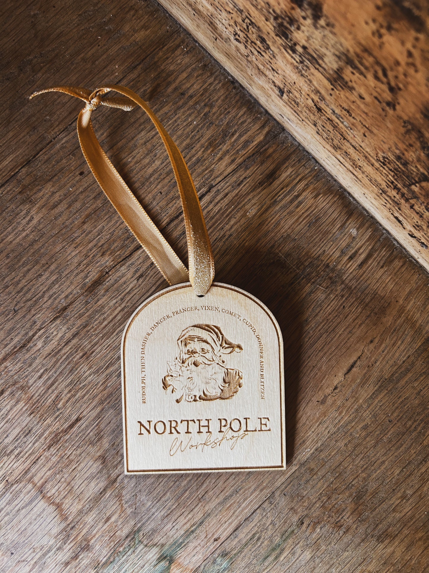 Vintage Santa Ornament - Wooden