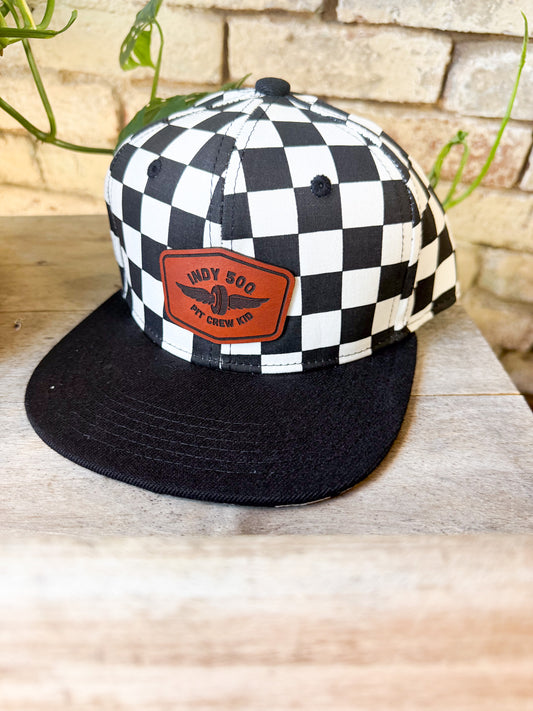 Indy 500 Pit Crew Kid Leather Patch Hat