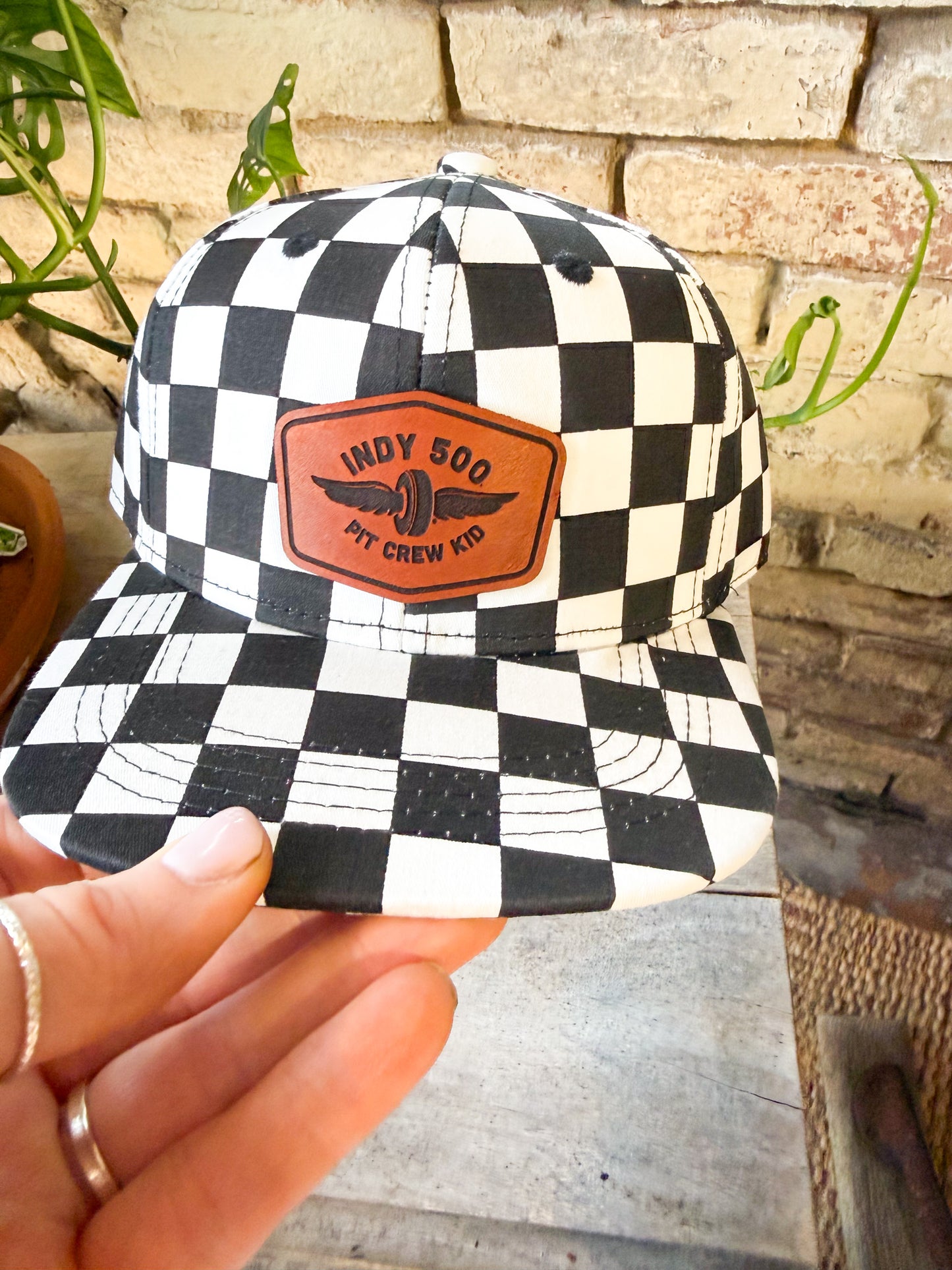 Indy 500 Pit Crew Kid Leather Patch Hat