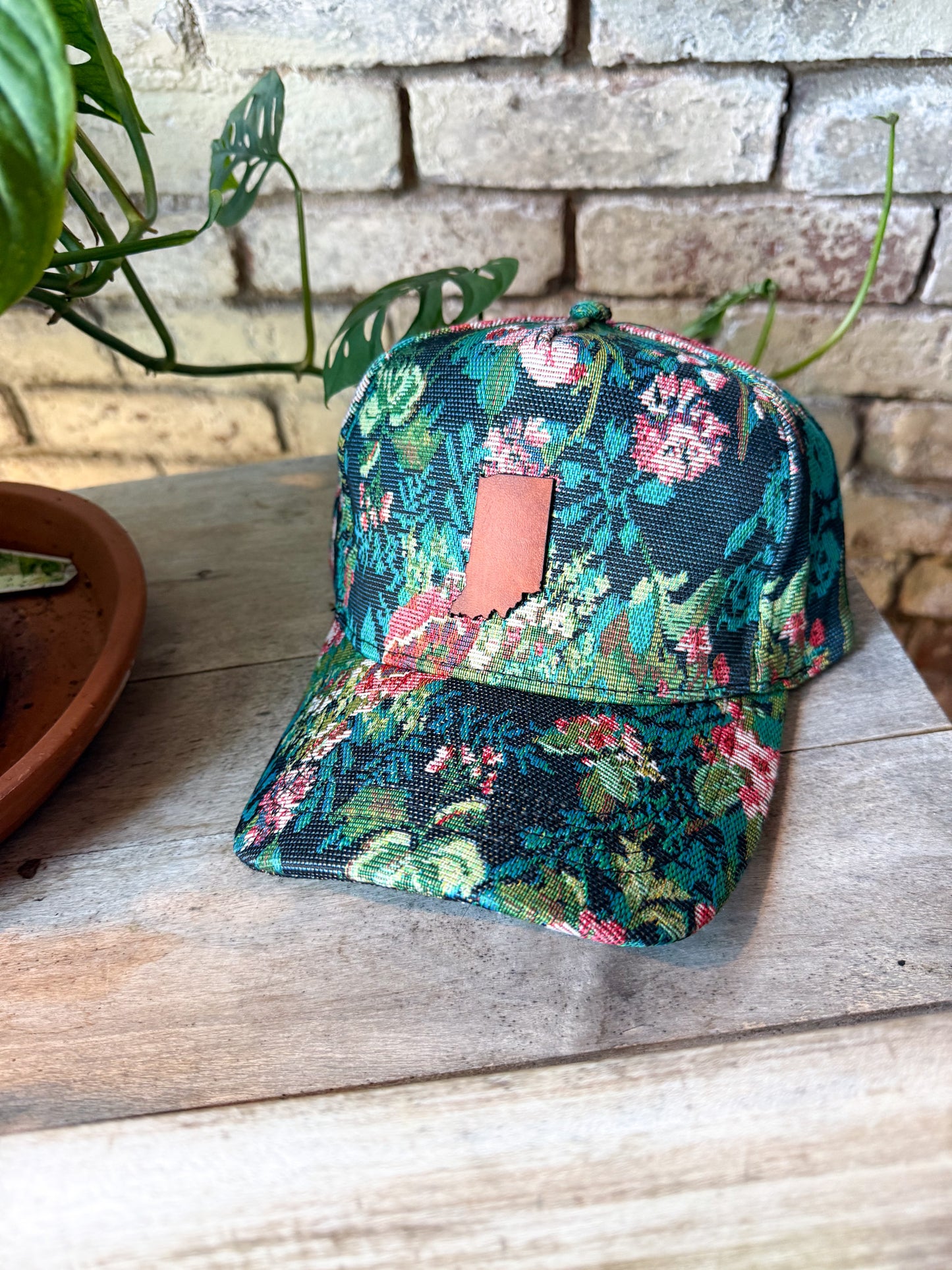 Indiana Patch on Blue Floral Hat