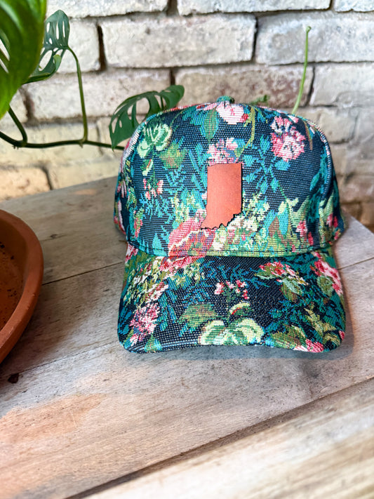 Indiana Patch on Blue Floral Hat